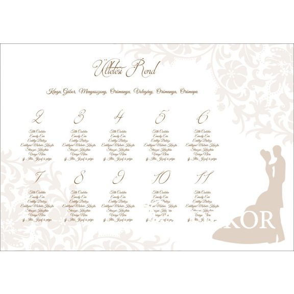 Esküvői ültetési rend - tervezési díj nélkül