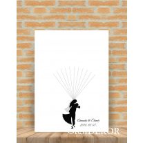 Ujjlenyomat fa csókolózó pár - esküvői vendégkönyv