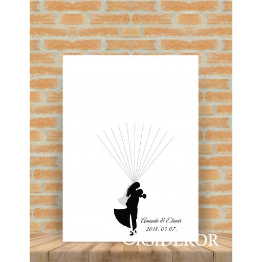 Ujjlenyomat fa csókolózó pár - esküvői vendégkönyv