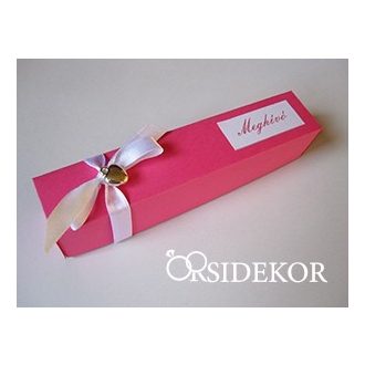 Dobozos esküvői meghívó masnival és szívvel, 3x16 cm