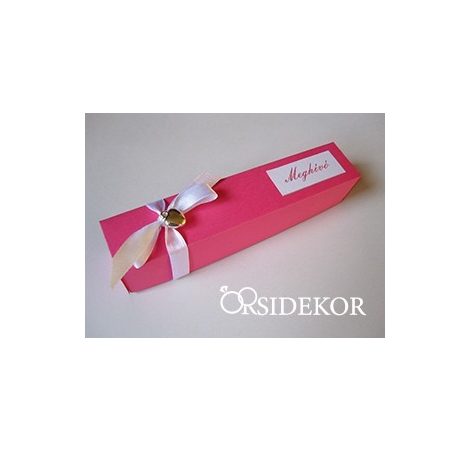 Dobozos esküvői meghívó masnival és szívvel, 3x16 cm Dobozos esküvői meghívó masnival és szívvel, 3x16 cm