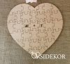 Esküvői szív alakú vendégkönyv, fa puzzle