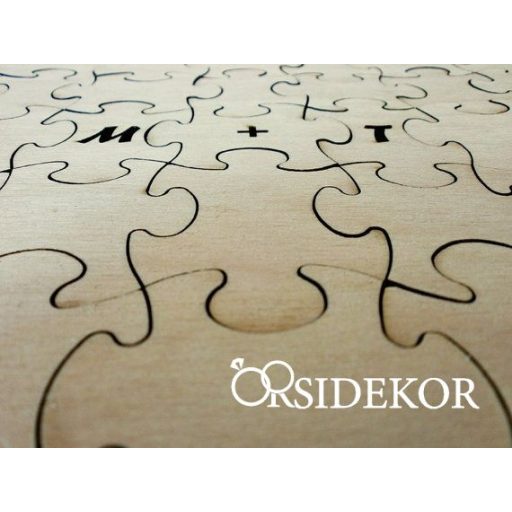 Esküvői szív alakú vendégkönyv, fa puzzle