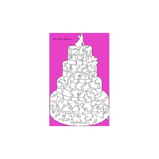 Esküvői vendégkönyv, fa puzzle, 100 db-os, torta
