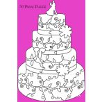 Esküvői vendégkönyv, fa puzzle, torta, 50 db