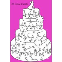 Esküvői vendégkönyv, fa puzzle, torta, 50 db