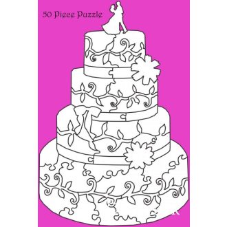 Esküvői vendégkönyv, fa puzzle, torta, 50 db