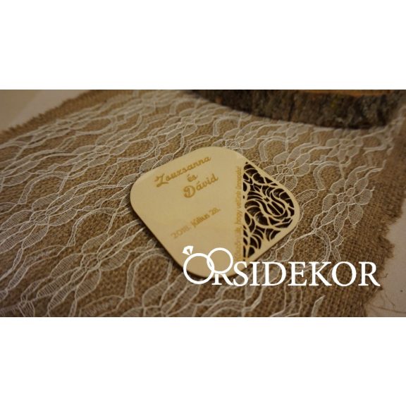 Köszönetajándék fából - poháralátét csipkés