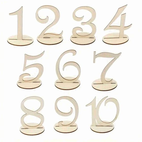 Fa asztalszámok talppal, 10 db
