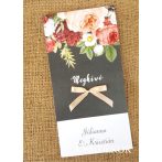 Egylapos virágmintás esküvői meghívó