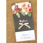 Egylapos virágmintás esküvői meghívó