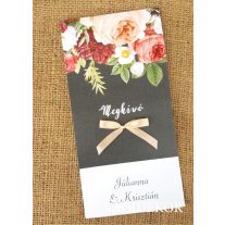 Egylapos virágmintás esküvői meghívó