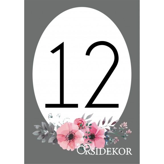 Asztalszám papírból nyomtatott virágos mintával