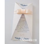 Kinyitható esküvői meghívó szalaggal díszítve