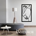 Vonalas női akt falikép fából