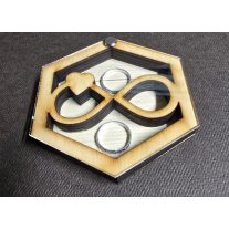 Hexagon gyűrűtartó doboz, plexivel 