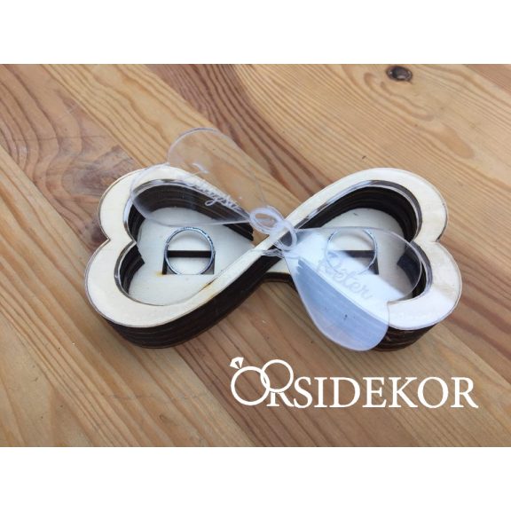 Egyedi végtelen fa gyűrűtartó doboz, plexivel