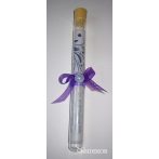   Kémcsöves esküvői meghívó szalaggal és kerek gyönggyel