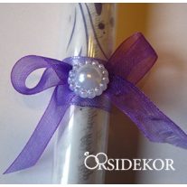   Kémcsöves esküvői meghívó szalaggal és kerek gyönggyel