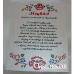 Egylapos esküvői meghívó magyaros mintával