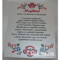Egylapos esküvői meghívó magyaros mintával