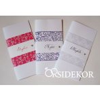 Egyedi mintás esküvői meghívó strasszal díszítve