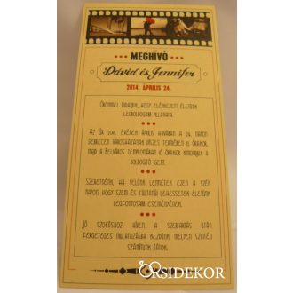 Retro filmkockás esküvői meghívó