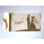   Pausz esküvői meghívó vőlegény-menyasszony mintával és masnival