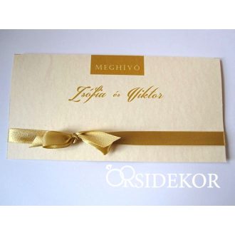 Modern és elegáns esküvői meghívó szalaggal díszítve