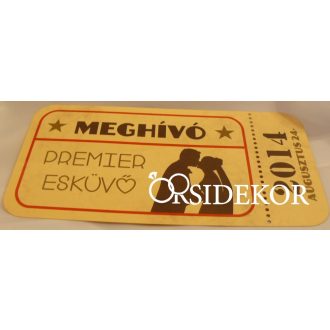 Retro vonatjegy esküvői meghívó