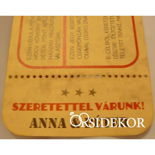 Retro vonatjegy esküvői meghívó
