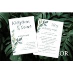 Modern greenery+levendula mintával esküvői meghívó 