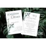 Modern greenery+levendula mintával esküvői meghívó 