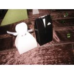 Köszönetajándék-doboz üres, organza zsákocskák