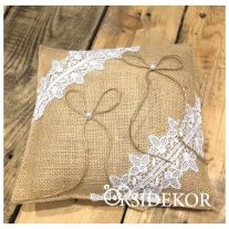 Vintage  gyűrűpárna (juta, csipke)
