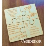 Puzzle meghívó, fa esküvői meghívó