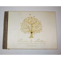 Díszített vendégkönyv fa borítóval