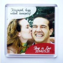 Köszönetajándék hűtőmágnes, műanyag