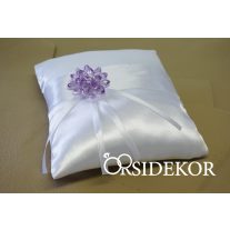 Gyűrűpárna kristály virággal és szalaggal díszítve