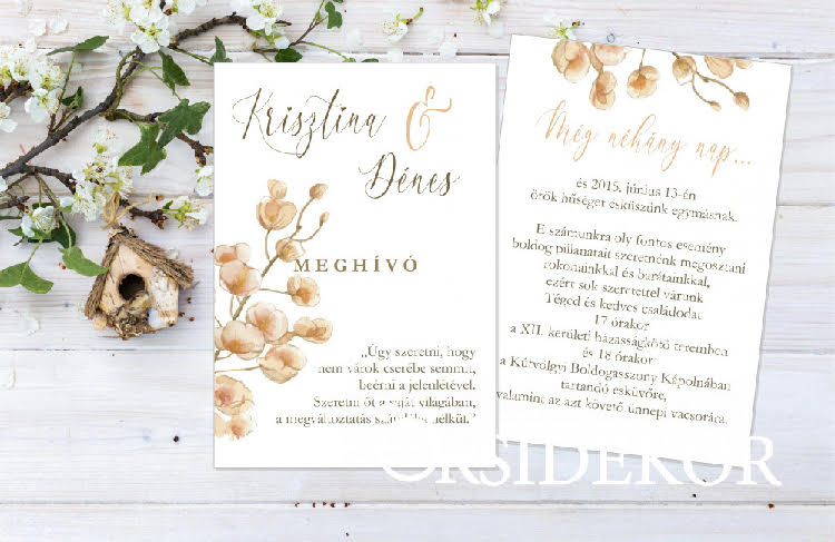 Virág grafikás esküvői meghívó